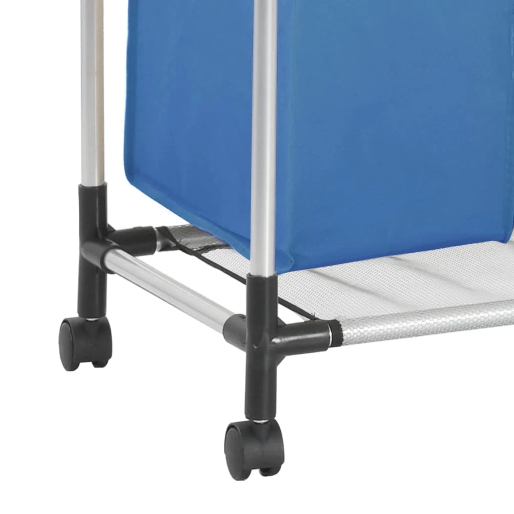 Cesto portabiancheria 96 x 40 cm con 4 sacchi blu acciaio 02_0006153