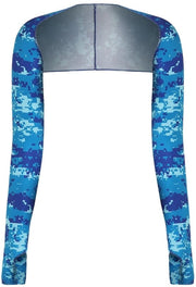 Schiene per donne raffreddante con manica a manica con aperture per le dita, comoda e respirabile, anti-UV, schiena per donne protettiva contro il caldo con ombrello - Blu mimetico