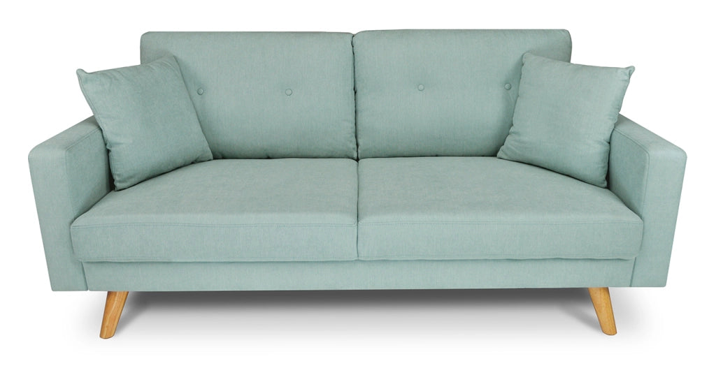 Divano 3 posti in tessuto vellutato verde tiffany piedi in legno - Chloe - DI-CH20FBC-PL