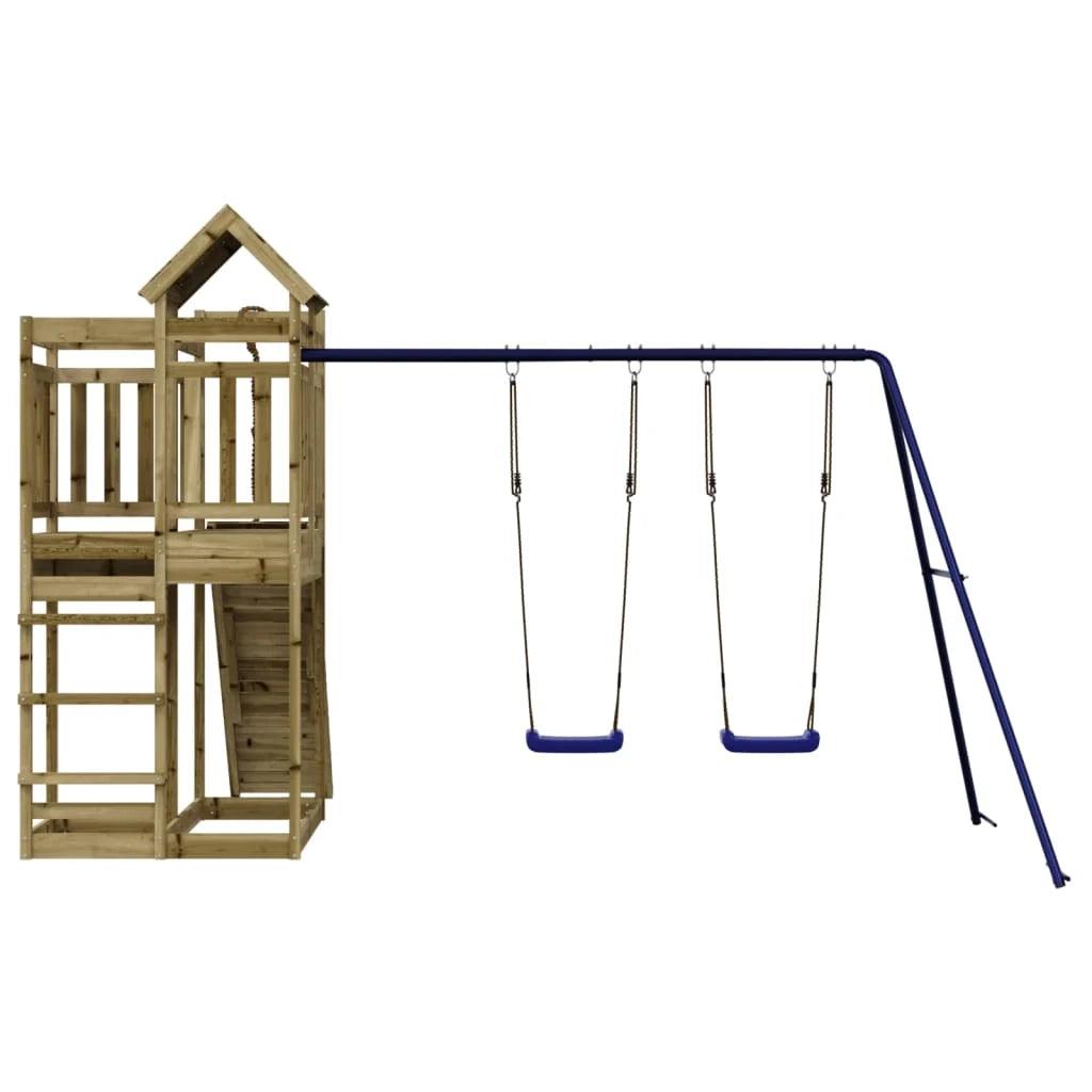 Altalene per parco giochi all'aperto scivolo altalene robuste giochi da giardino 361 x 282 x 238 cm legno di pino impregnato 02_0004780