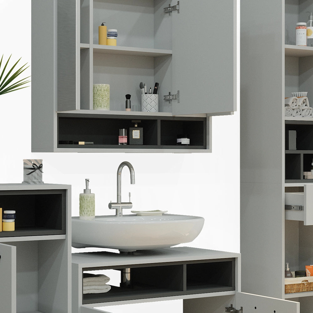 Set di mobili da bagno Beatrice Grigio 4 pezzi Vicco