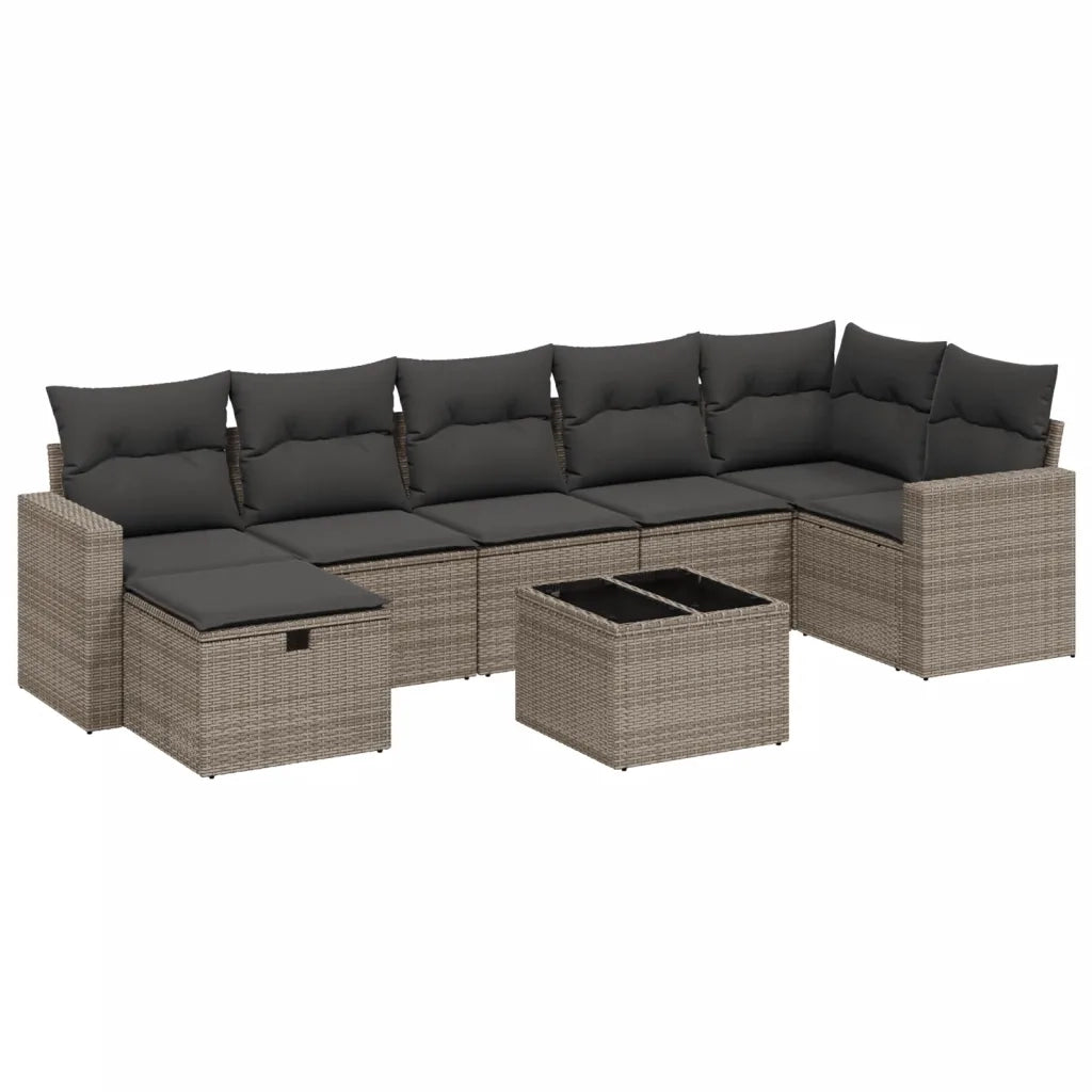 Set Divano da Giardino 8 pz con Cuscini Grigio in Polyrattan 3263516
