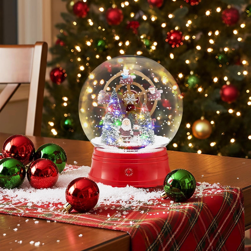 150 CM Lampione Natalizio Musicale, Lampada Festiva con Lanterna a Globo di Neve Attivata dal Suono, Albero di Natale, Babbo Natale, Soldato e Scatole Regalo (Modello 4)