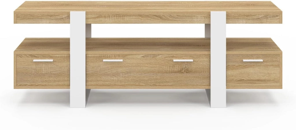 Porta TV PHOENIX 140 cm con cassetti in legno e bianco