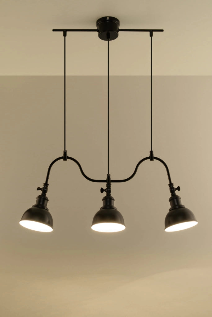 Lampadario MARE 3 luci nero metallo E27 Sollux SL0309
