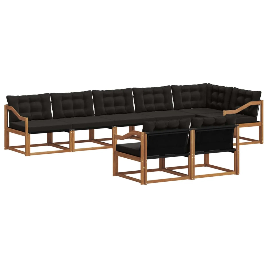 Set di divani da esterno con cuscino 8 pcs Naturale e Nero 3369587