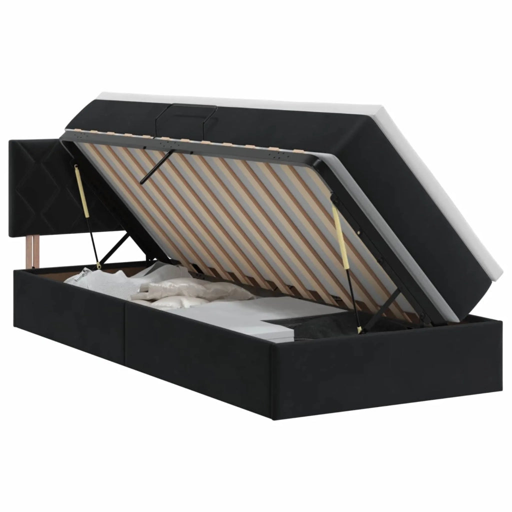 Letto con Contenitore con testiera Nero 90 x 200 cm Velluto 3458843