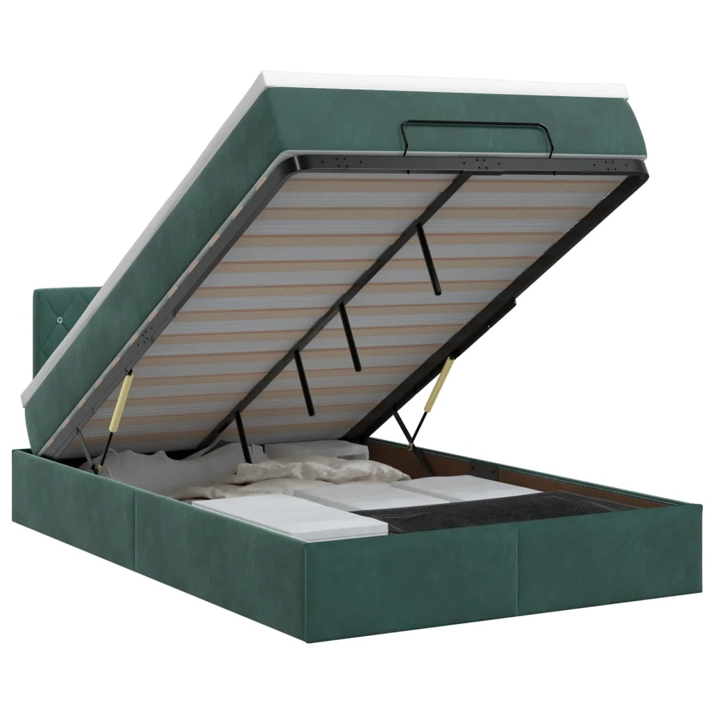 Letto ottomano con materasso Verde Scuro 120 x 200 cm Velluto 3457644