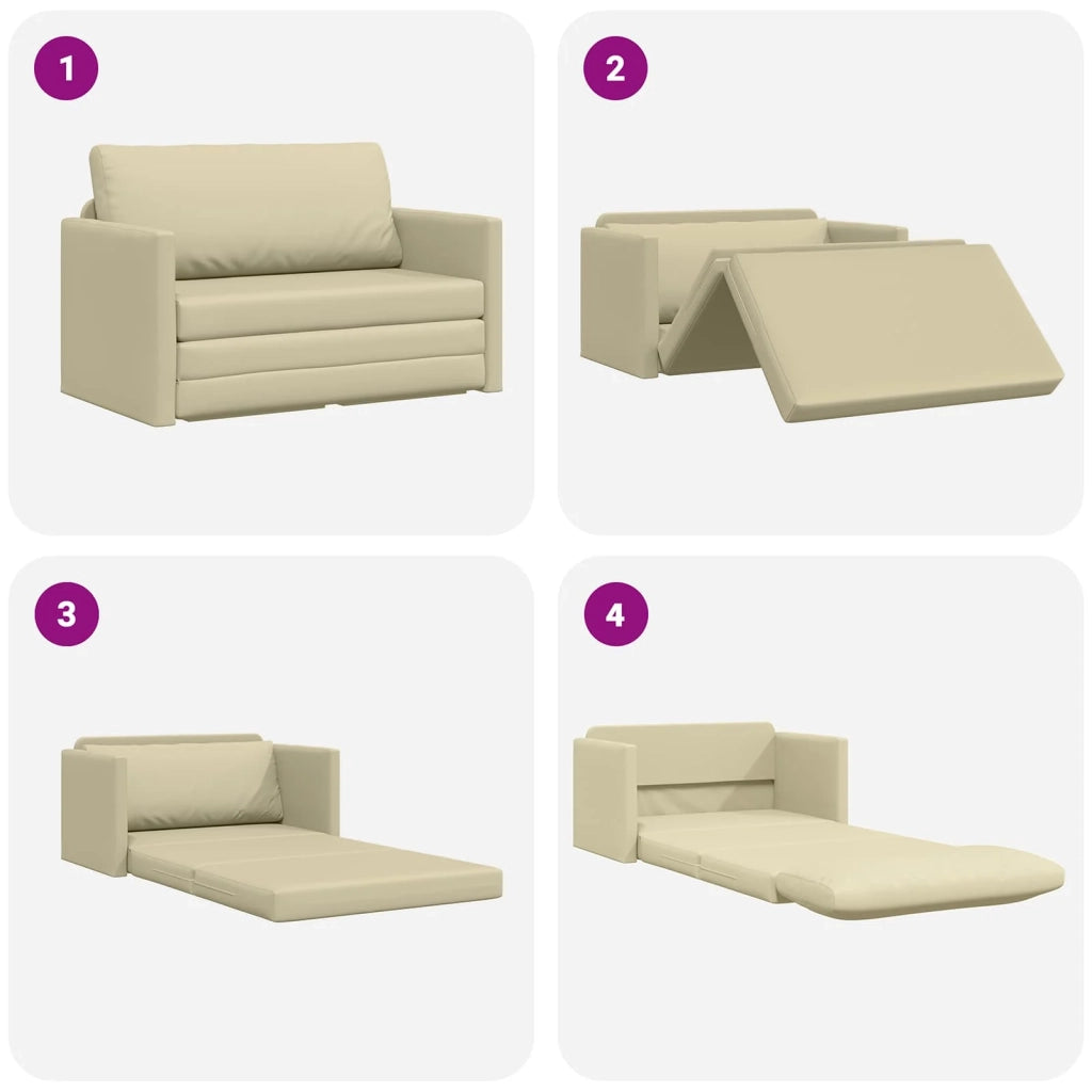 Divano letto Crema 124 x 71 x 78 cm Pelle Artificiale 4106709