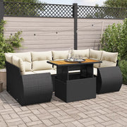 Set Divani da Giardino con Cuscini 7pz Nero Polyrattan 3327227