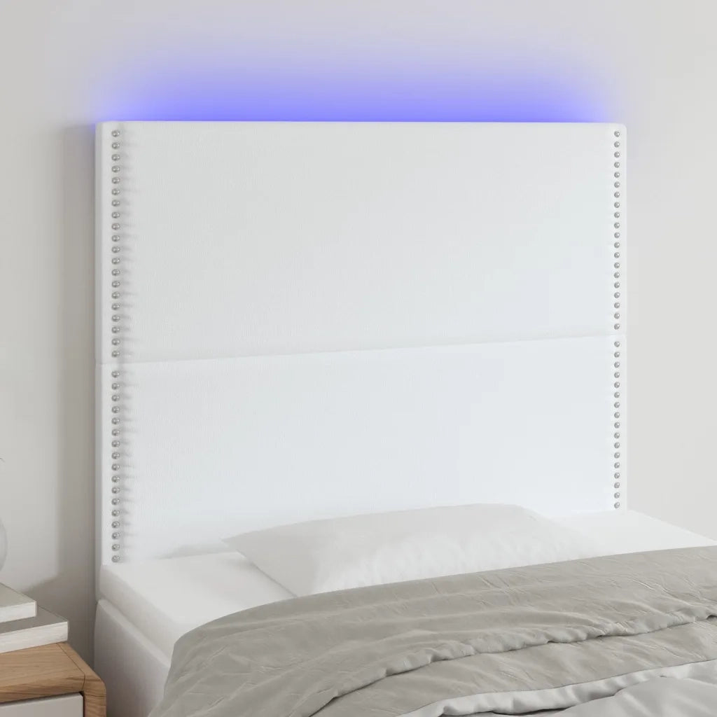 Testiera | Testata a LED Bianco 100x5x118/128 cm in Similpelle