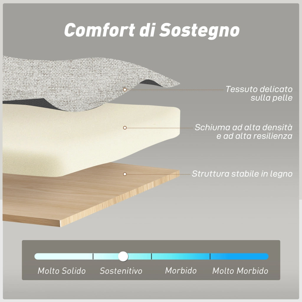 Divano 2 Posti Convertibile in Divano Letto Clic Clac con 2 Cuscini in Tessuto. Marrone Chiaro