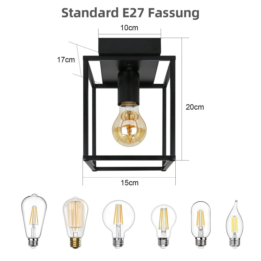 ZMH Lampada da soffitto industriale retrò nera 40W per camera da letto soggiorno corridoio cucina sala da pranzo