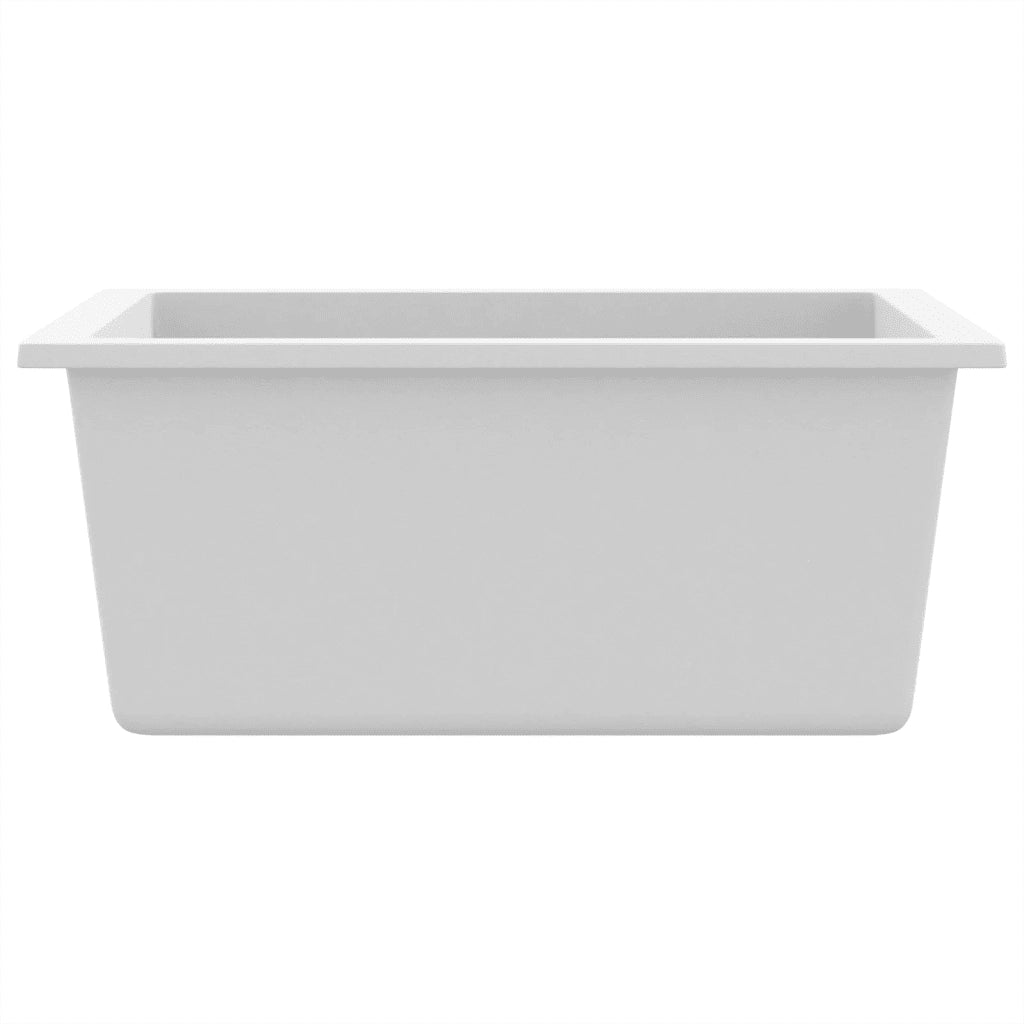Lavello da Cucina con Foro Troppopieno-Lavandino-Lavabo Bianco in Granito 507845