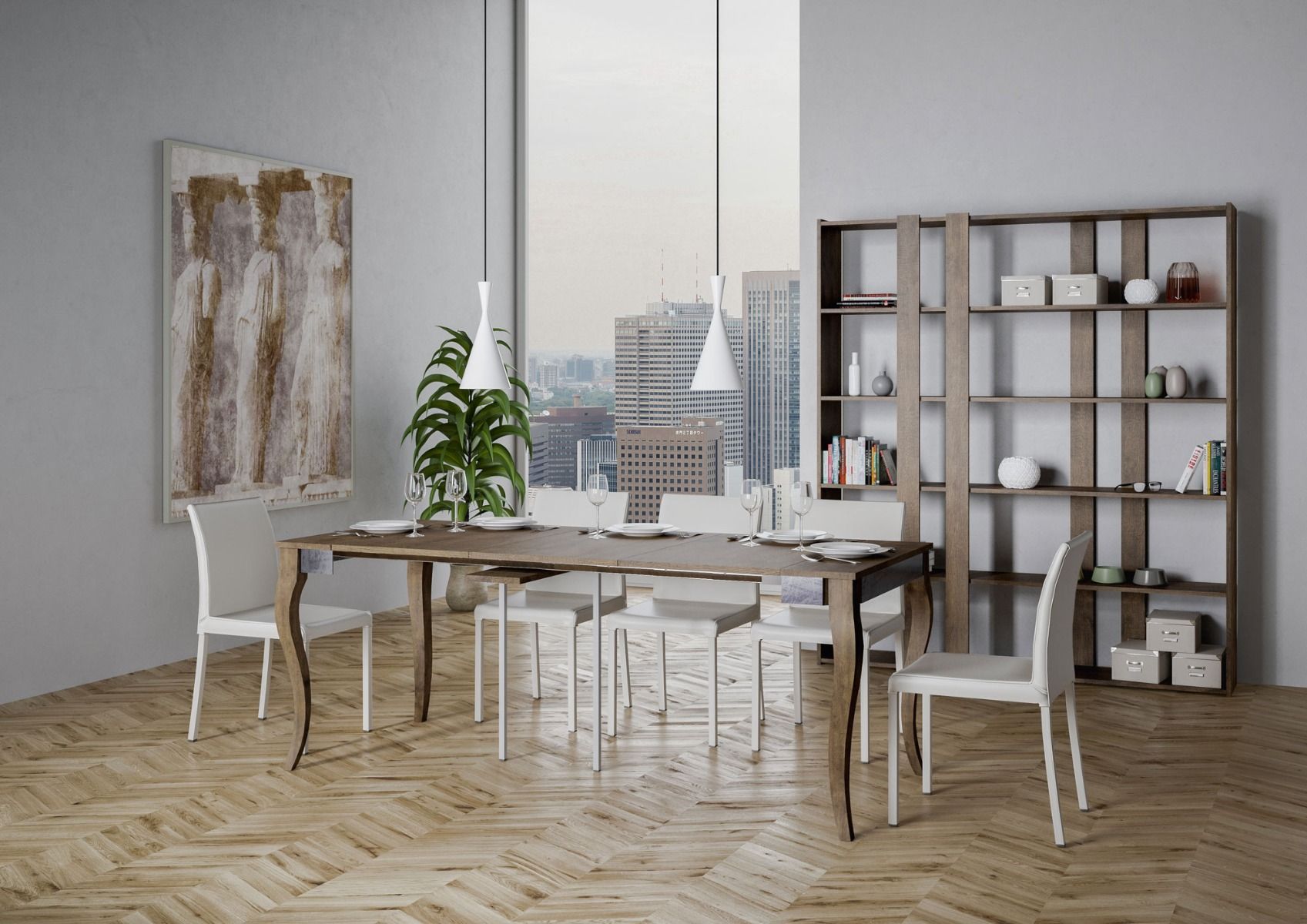 Consolle Allungabile 90-300x40x77 cm in Nobilitato Marrone