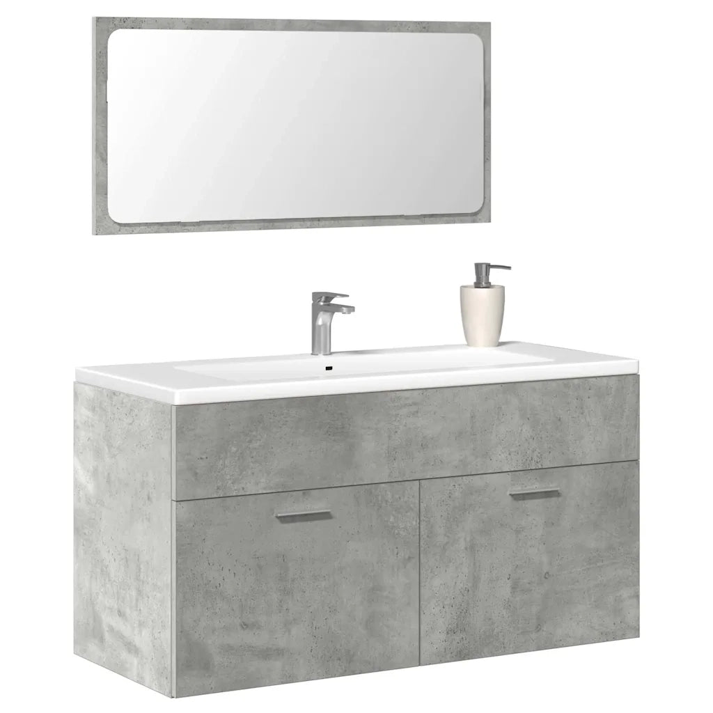 Mobile da Bagno con Specchio-Armadietto a Specchio da Bagno Grigio Cemento Legno Multistrato 592673