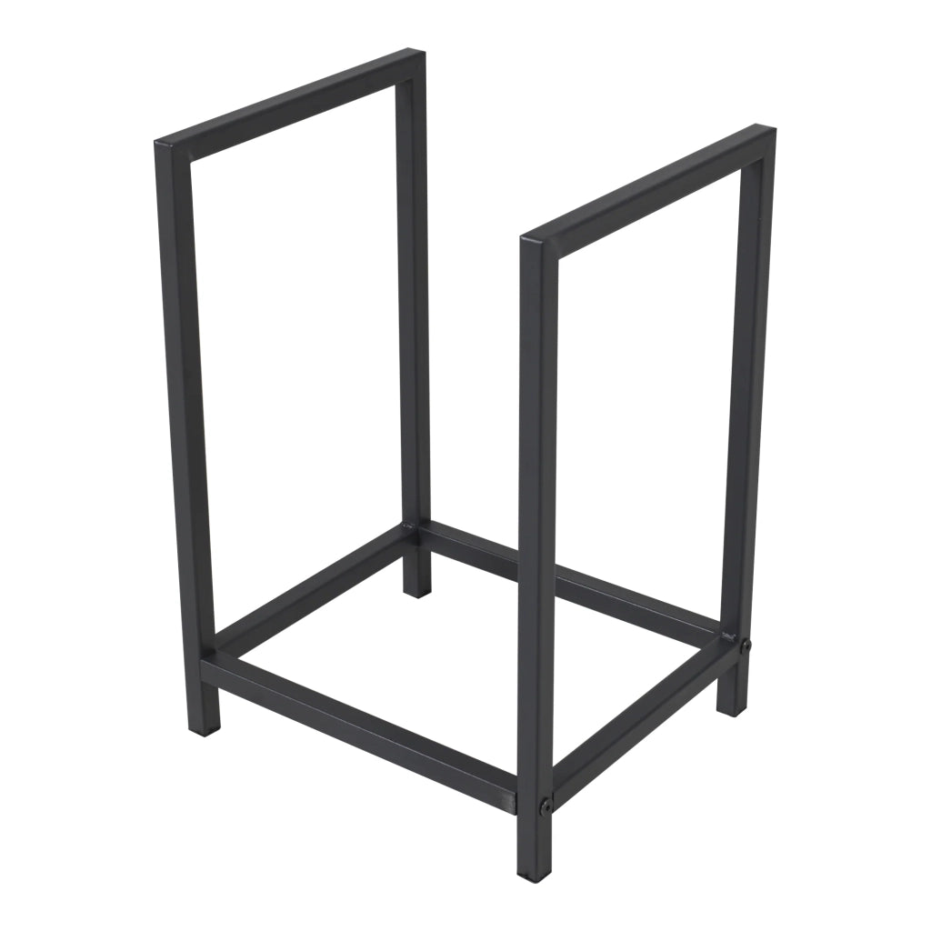 Portalegna per uso interno/esterno portalegna di design supporto per legna da ardere acciaio 40 x 30 x 50 cm nero 03_0006295