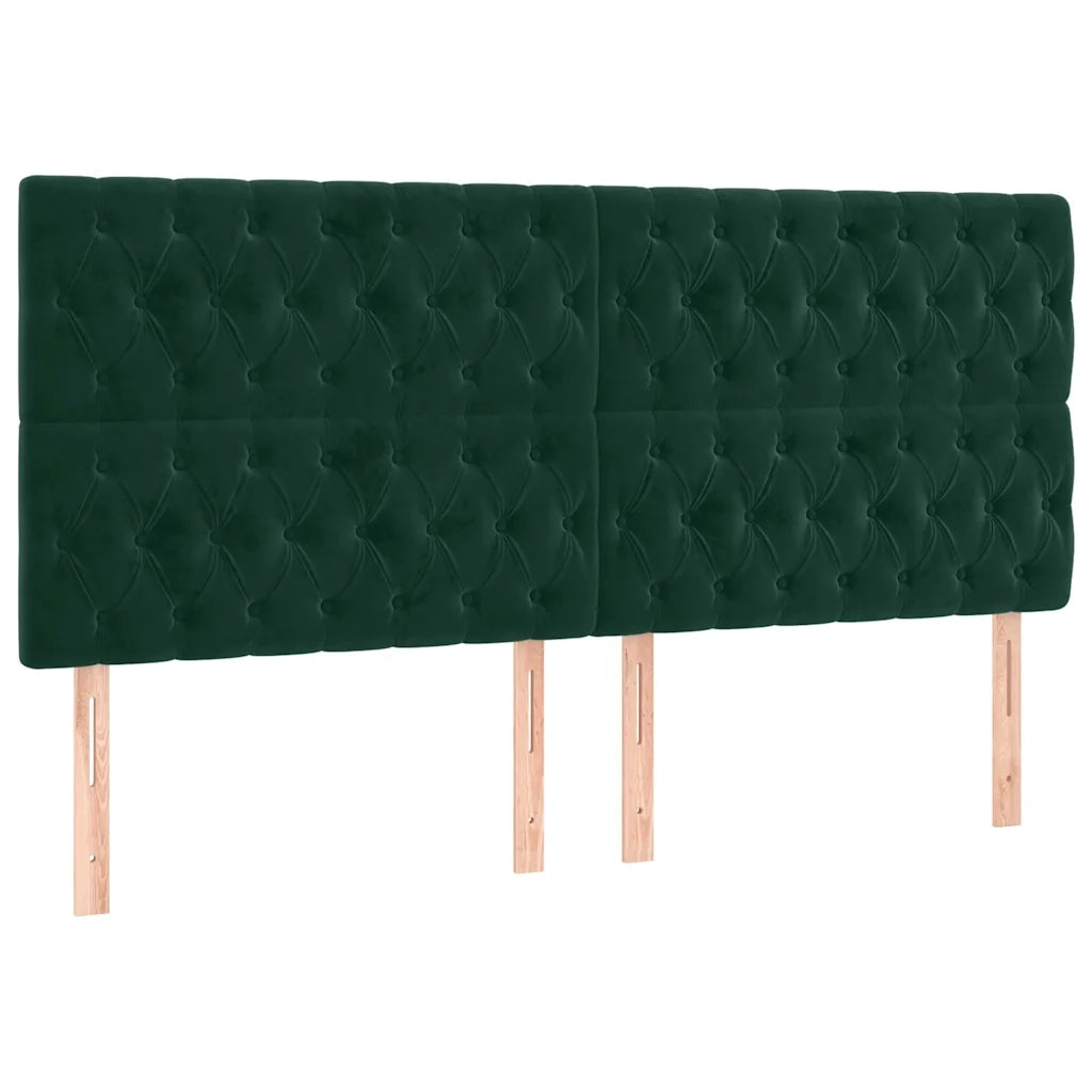 Testiera-Testata-Testiera Decorativa Verde Scuro 200x7x118/128 cm Velluto