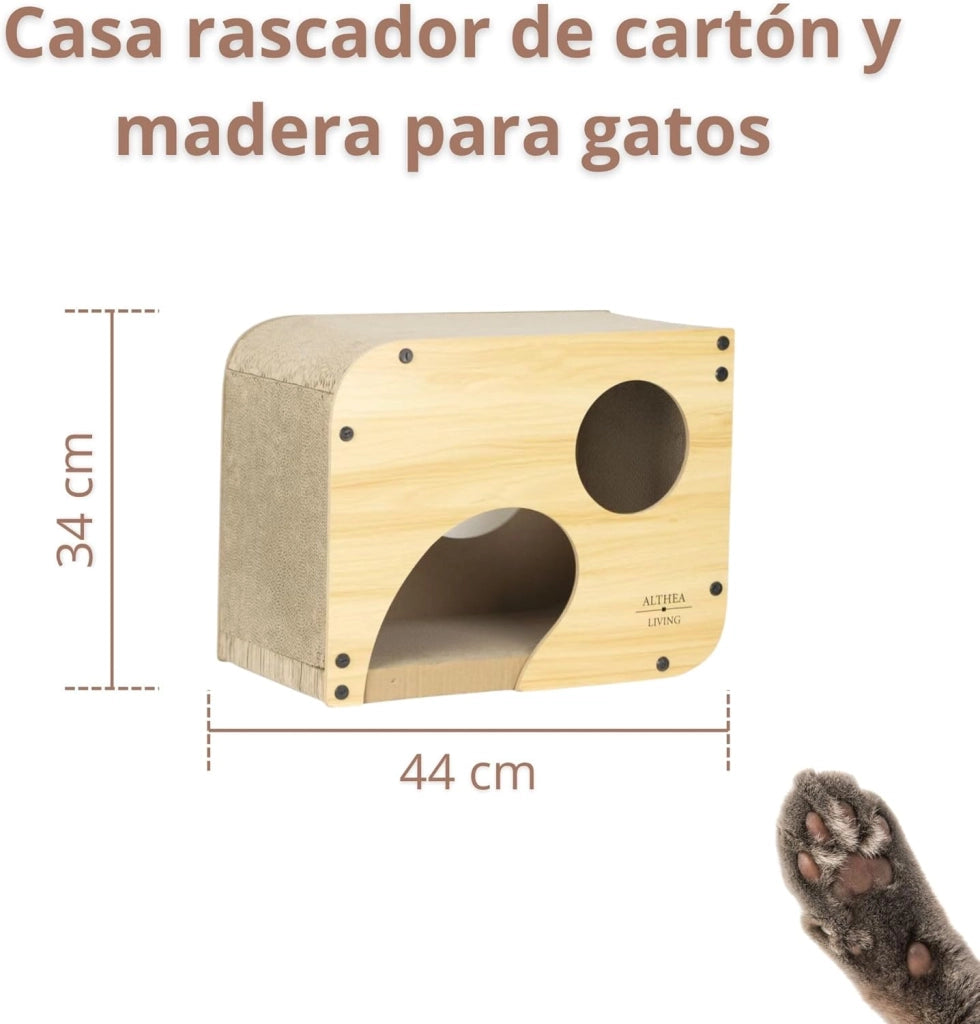 Gatto tiragraffi CARABELA nido con tunnel integrato 3 in 1 34 x 44 x 25 cm