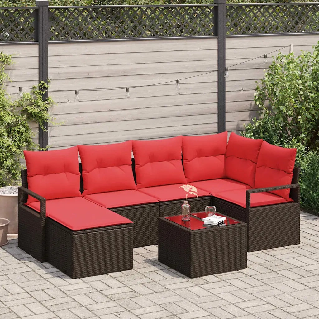 Set di divani 7 pcs Marrone polyrattan 3346464