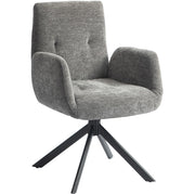 Poltrona girevole 360° con braccioli e gambe in acciaio grigio scuro