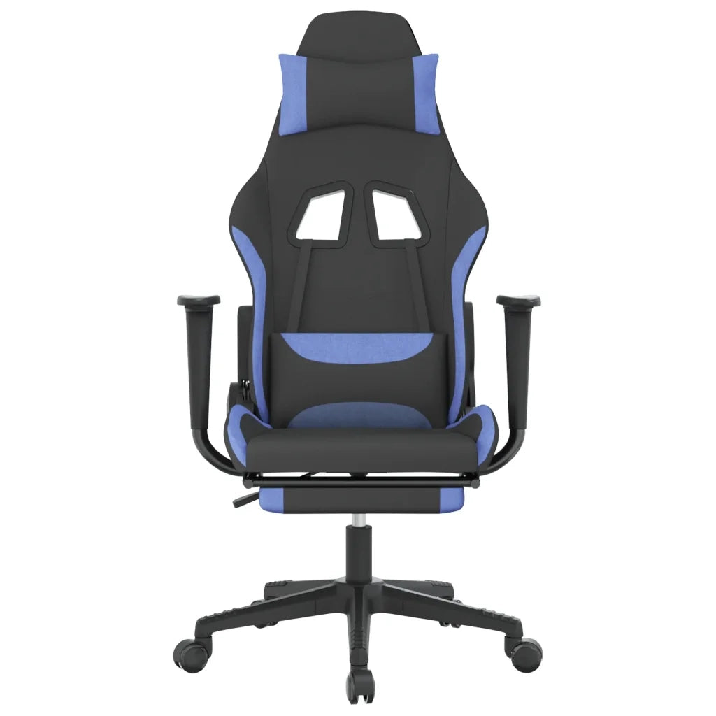 Sedia da Gaming | Sedia da e-sports con Poggiapiedi Nero e Blu in Tessuto