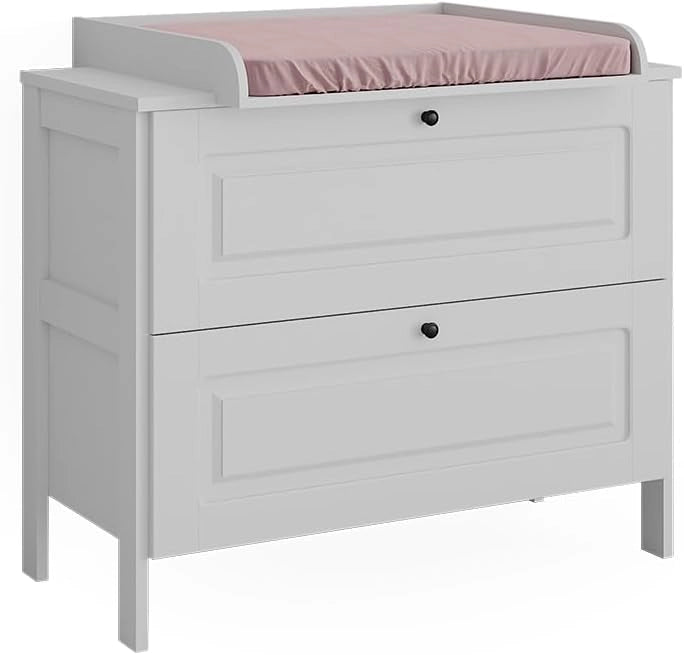 Fasciatoio Ajaton, Bianco, 108 x 98 cm con 2 cassetti, adatto per fasciatoi standard fino a 85 cm