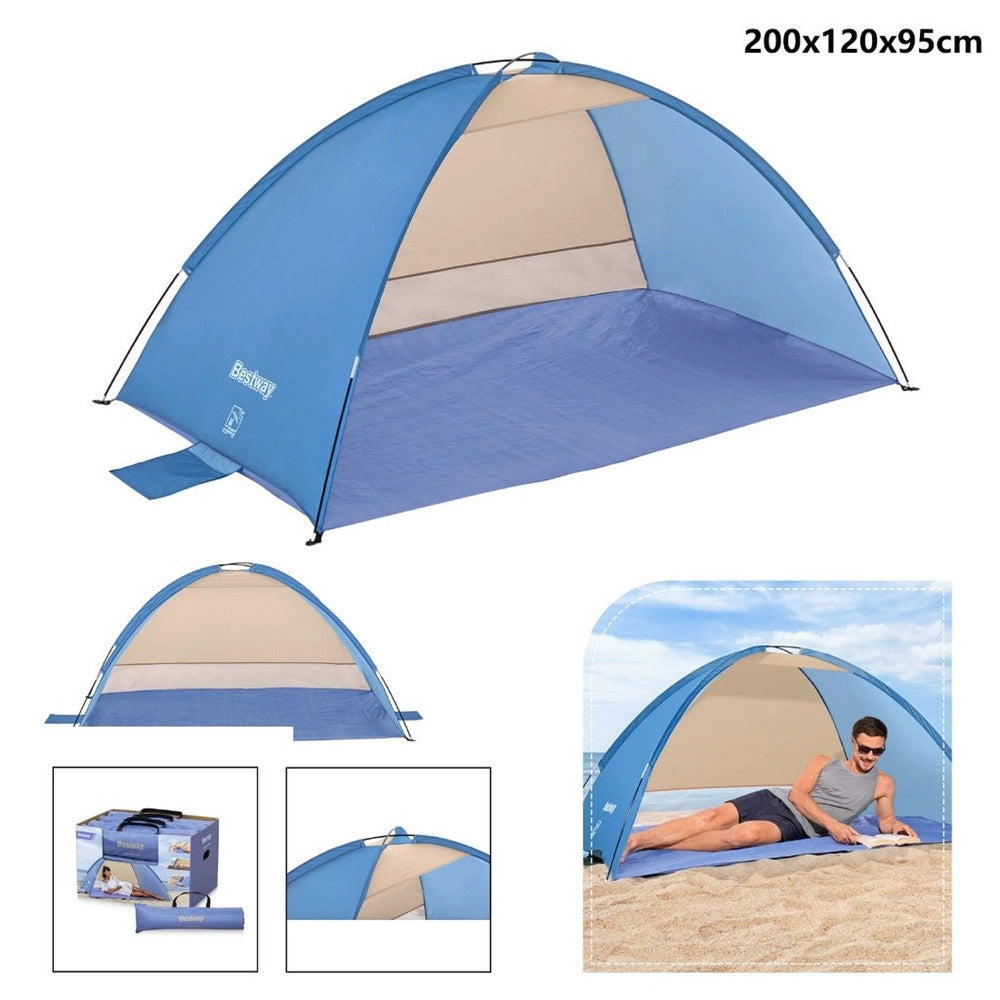 Trade Shop - Tenda Da Spiaggia Ground Beach Giacca A Vento Per 2 Persone 220x120x95cm 68105 -