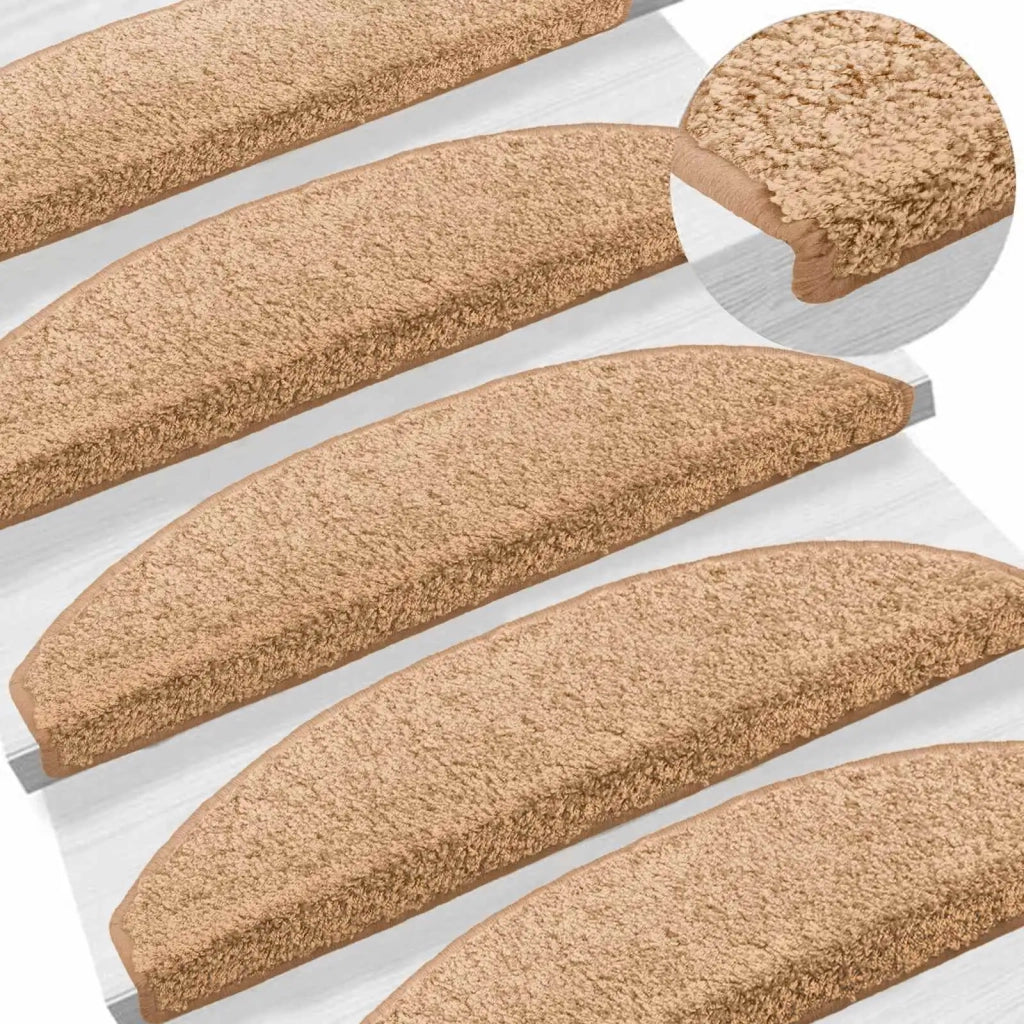 Tappetini per scale autoadesivi 15 pcs Beige 80 x 24,5 x 3,5 cm