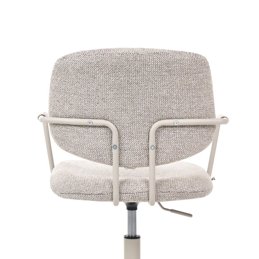Sedia da ufficio con rivestimento in poliestere beige, regolazione in altezza e base girevole, per l'ufficio domestico