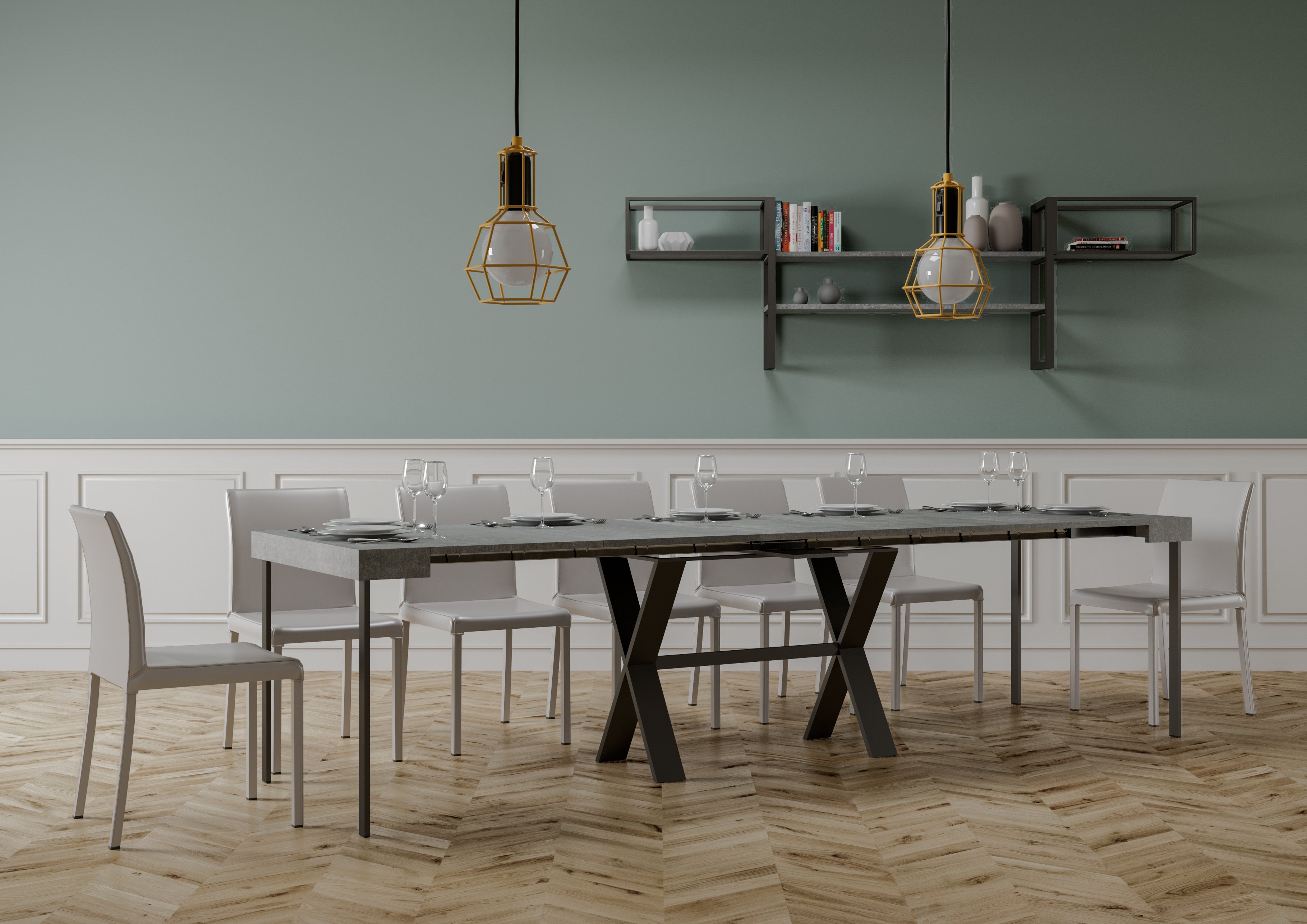 Consolle Allungabile 90-300x40x77 cm in Nobilitato Grigio