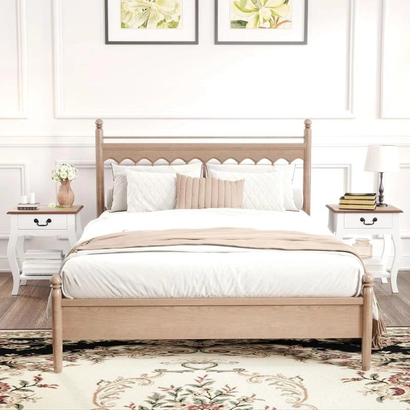 COMODINO CON CASSETTO E RIPIANO APERTO IN STILE FRANCESE IN LEGNO, 45X35X55 CM, BIANCO E ROVERE