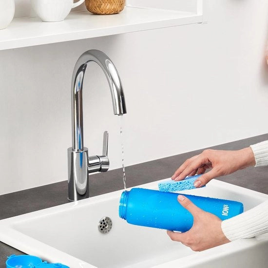 Bicchiere da 1 litro, 1000 ml, libero da zucchero, con una mano, chiusura sicura, resistente al lavastoviglie, BPA libero, maniglia portatile, facile da pulire, ideale per lo sport e la palestra