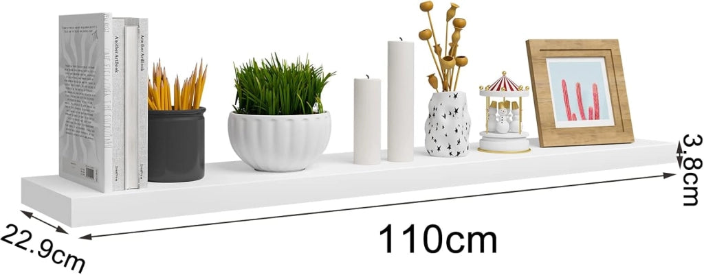 Mensola da Parete, Mensola da Muro, Mensola in Legno MDF, Bianca, set di 4, per Cucina, Bagno, Soggiorno, RG9316ws-4