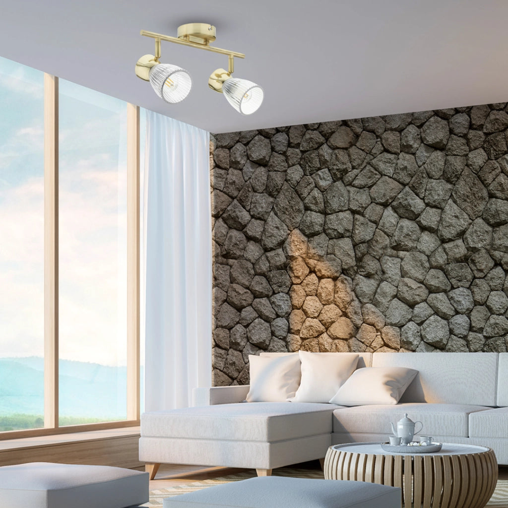 Plafoniera Milagro BEST oro satinato 2 luci vetro E14 40W