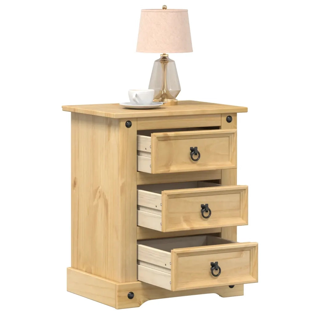 Comodino-Tavolino da notte Corona 53x39x66 cm in Legno Massello di Pino