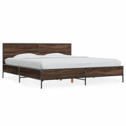 Letto matrimoniale | Letto per adulti | Giroletto Rovere Marrone 200x200cm in Legno Multistrato Metallo