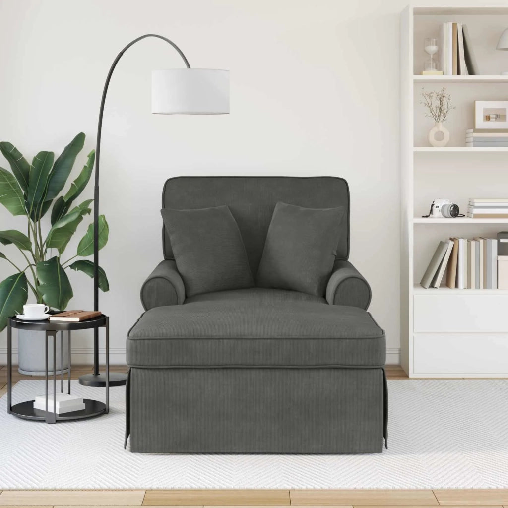 Chaise Longe con Gonna 3 pcs Grigio scuro Tessuto in Cords 42022949