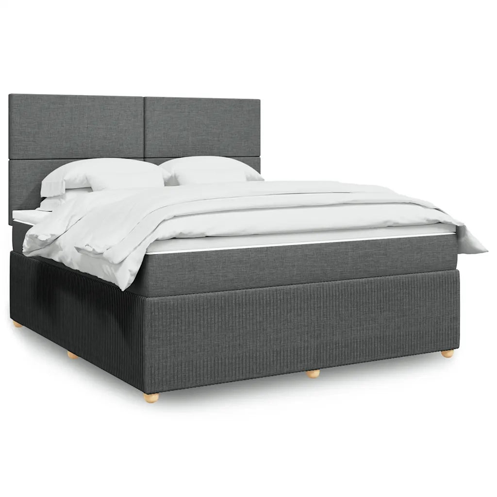 Giroletto a Molle con Materasso Grigio Scuro 180x200 cm Tessuto