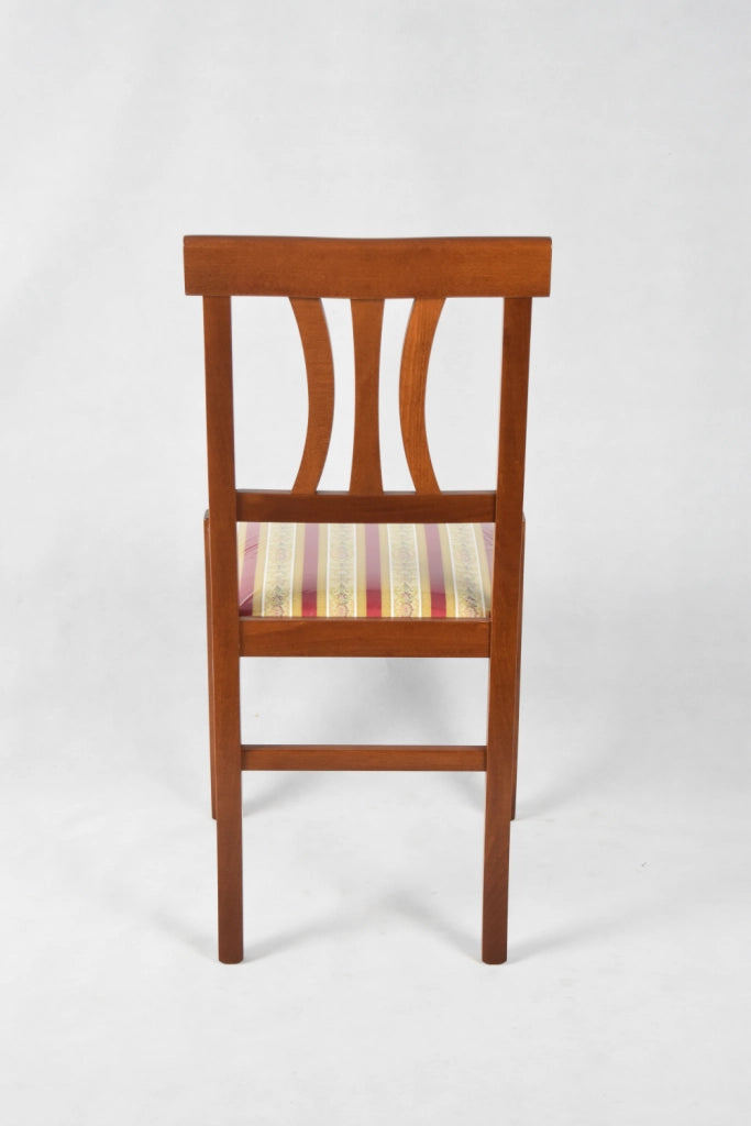 Set 4 Sedie Artemisia Tommychairs, struttura in legno di faggio color noce chiaro e seduta in tessuto lisere rosso