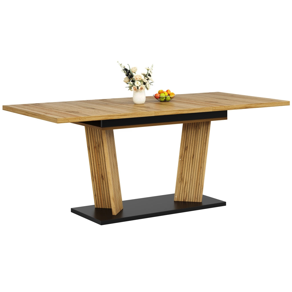 Tavolo da pranzo estensibile 120x80x76 cm in MDF e metallo rovere