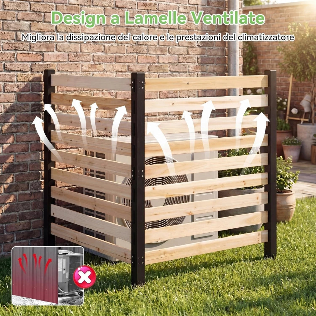 Recinzione da Giardino in Legno Massello, Schermo per Privacy da Esterno Regolabile, Pannelli Privacy da Giardino per Condizionatore e Bidoni della Spazzatura e Divisorio di Spazio (Legno)