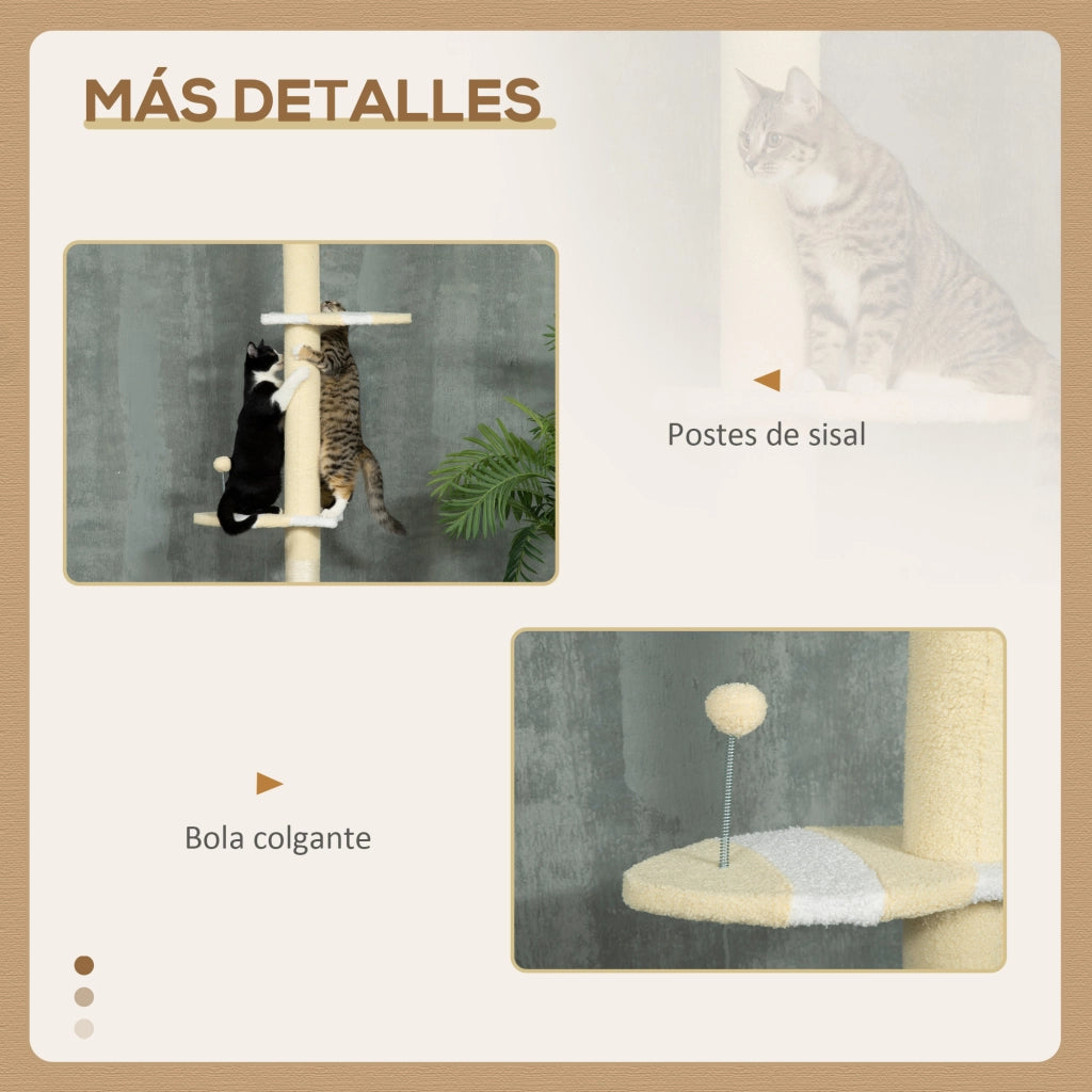 Albero per gatto ¨C zephmum ¨C crema 47x34x220-260 cm