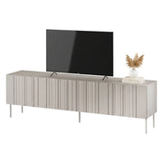 Mobile porta TV Sospiro, Madia da salotto con quattro ante battenti e quattro vani interni, Rialzato da terra, 201x42 h60 cm, Beige