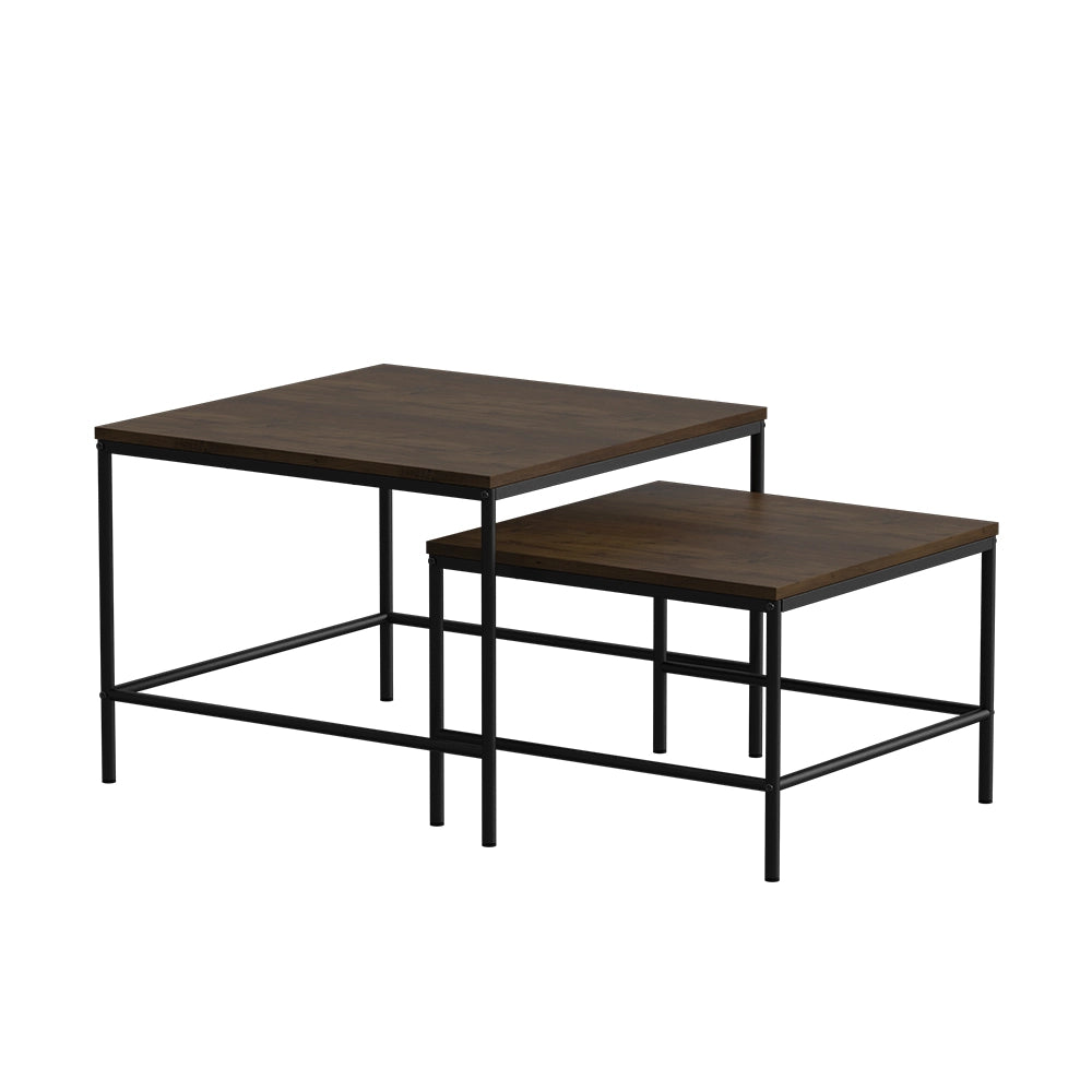 Vicco Tavolino da divano Rovere rustico/nero 60 x 60 cm 2 parti