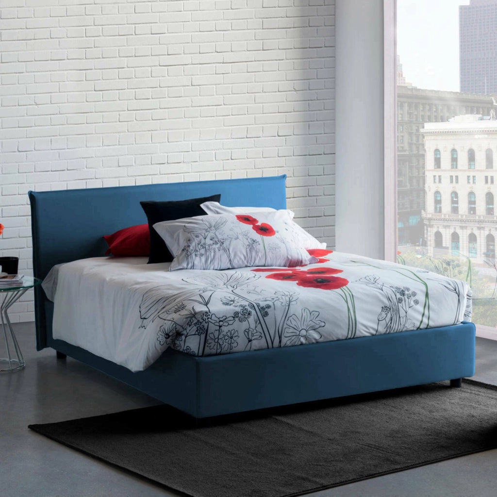 Letto Matrimoniale Ariadni, Letto Matrimoniale Materasso Incluso Made in Italy, blu