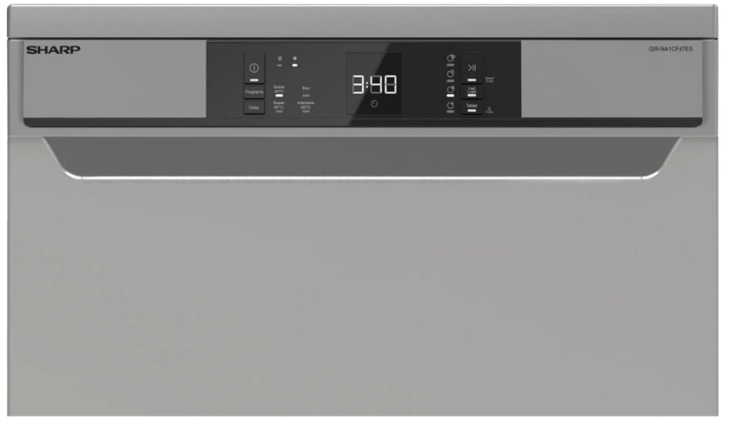 Sharp qw-na1cf47et ix lavastoviglie libera installazione inox, 13 coperti, classe e, 4 programmi