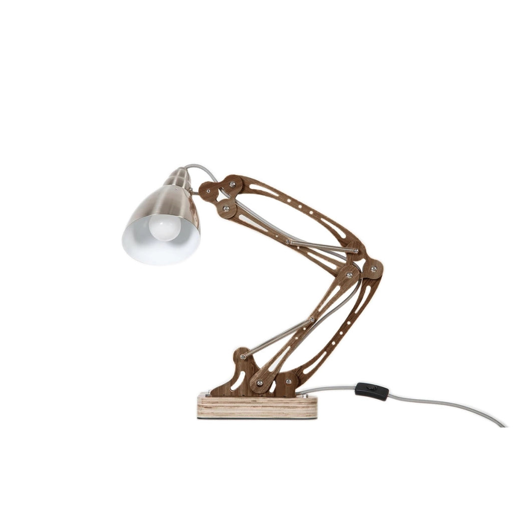 Lampada da tavolo Merop in legno di teak e metallo