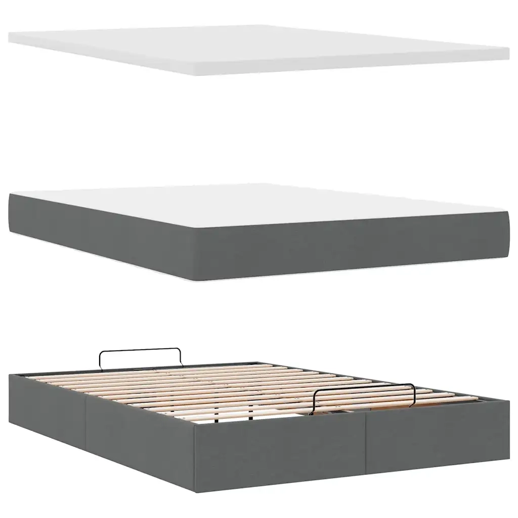 Struttura Letto Pouf con Materasso 140x200 cm in Tessuto 3311114