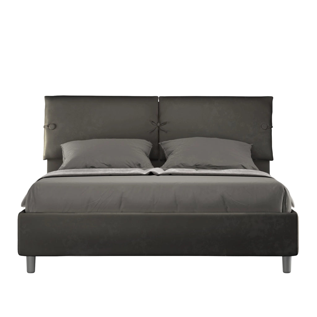 BS COM Letto matrimoniale contenitore imbottito 160x190 microfibra grigio